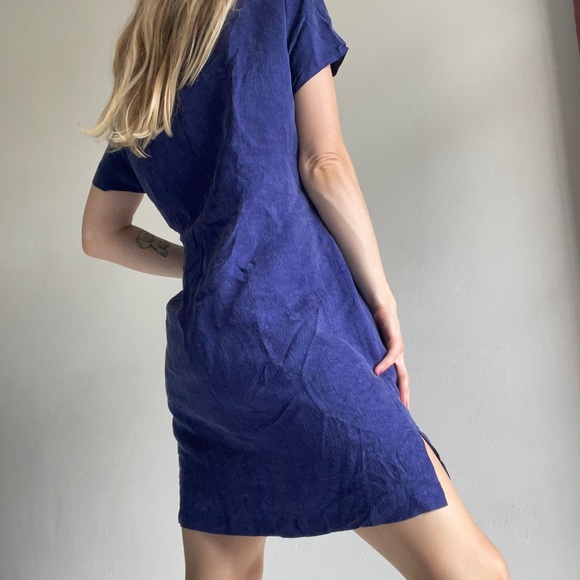 Vintage 80s St Michael from MARCS AND SPENCER 100% cupro dress! Royal blue - Picture 11 of 12